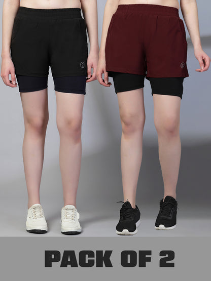 Women’s Double Layer Running Shorts Pack of 2