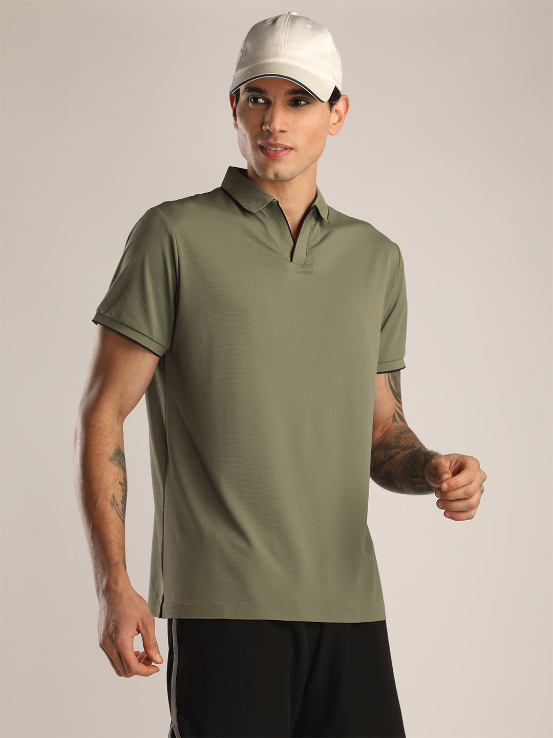 Men's Olive Green Sports Polo T-shirt