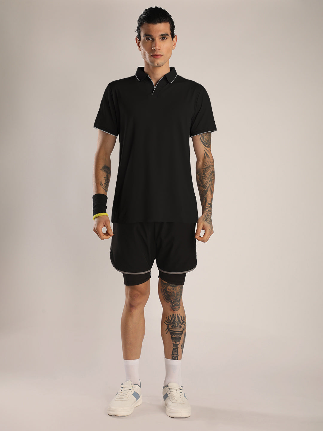 Men's Black Sports Polo T-shirt
