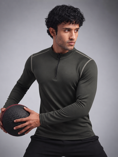 Men’s Full Sleeves Performance Compression T-Shirt for Gym Olive