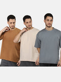 Men Pack Of 3 Oversized Drop-Shoulder T-shirts