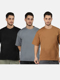 Men Pack Of 3 Oversized Drop-Shoulder T-shirts