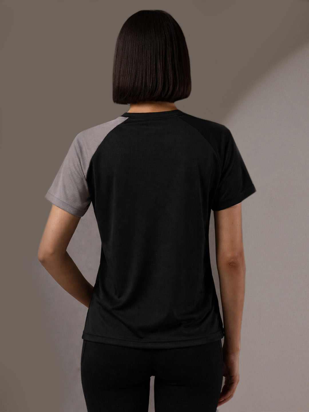 Women's Half Sleeves Sports Gym T-shirt Grey Black