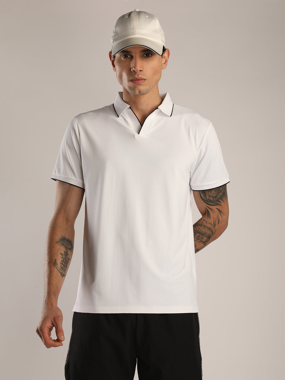 Men's White Sports Polo T-shirt