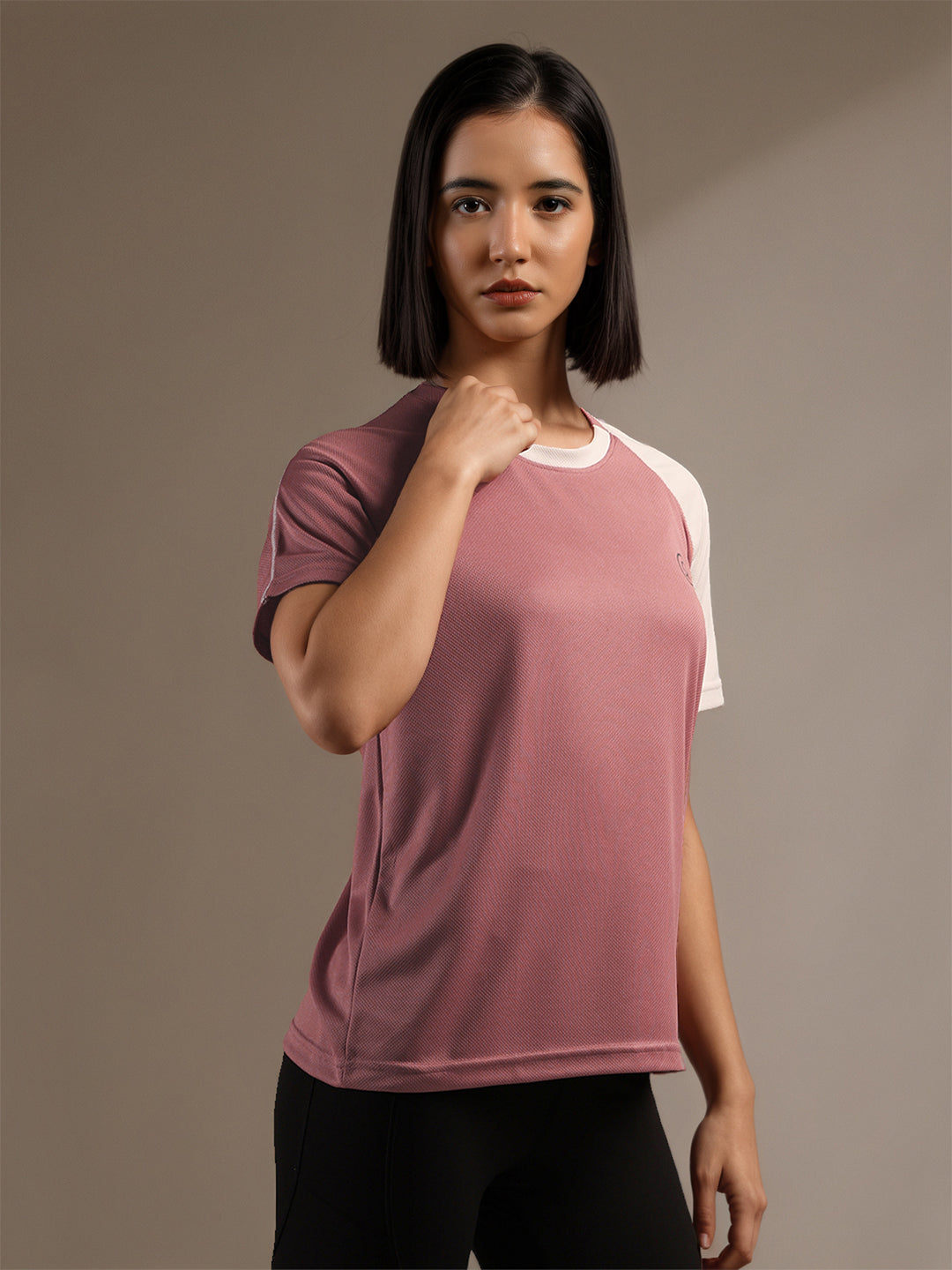 Women's Half Sleeves Sports Gym T-shirt Pink White