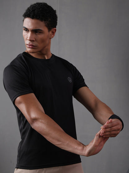 Men's Half Sleeves Dry Fit Gym Tshirt Black