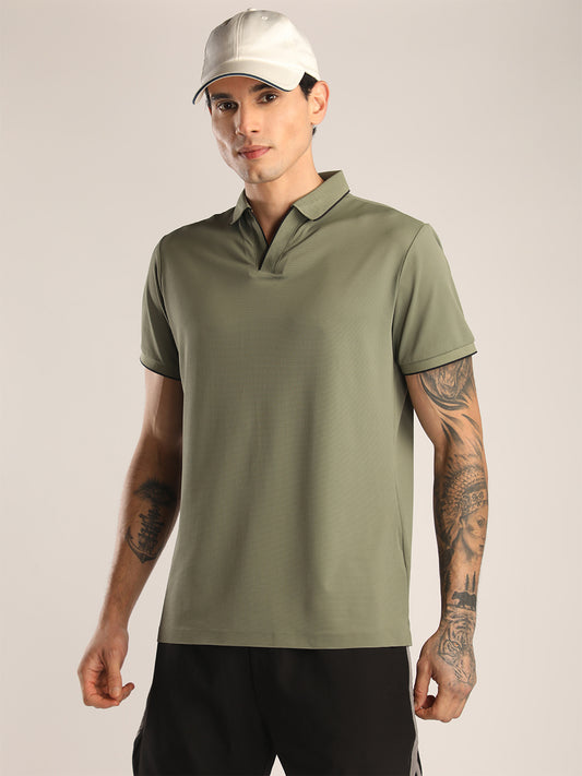 Men's Olive Green Sports Polo T-shirt