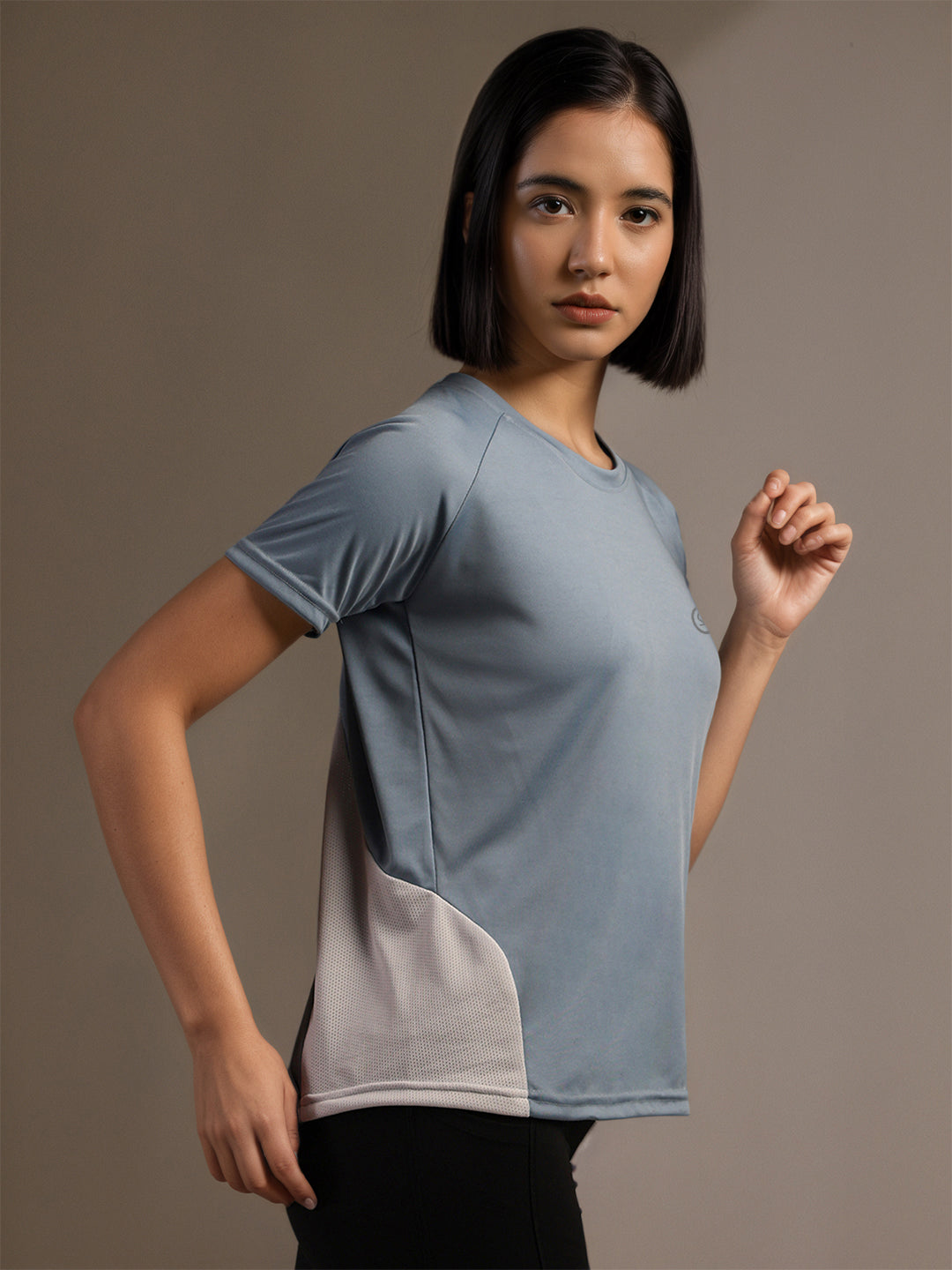 Women's Half Sleeves Dry Fit Gym T-shirt Blue White