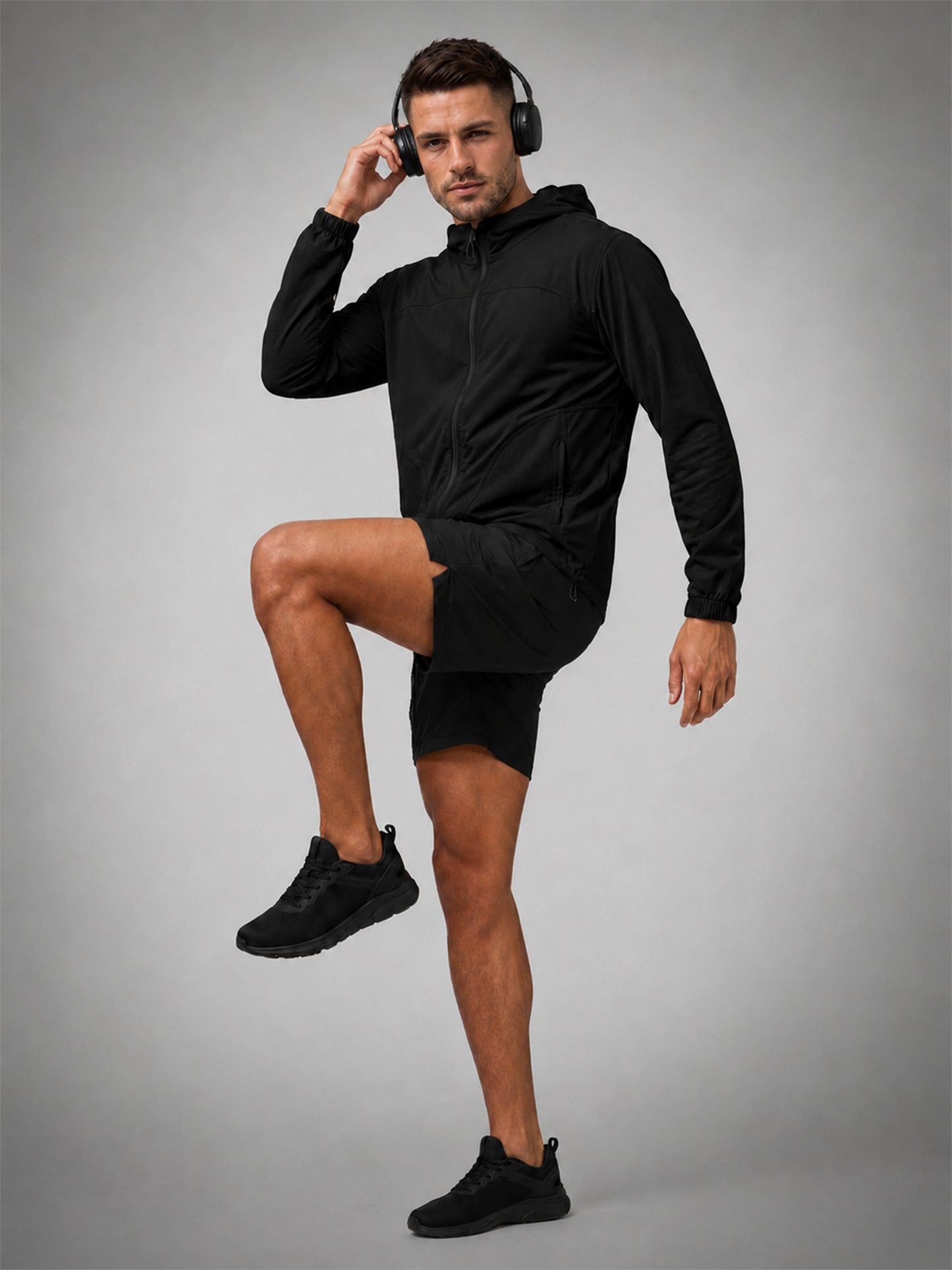 Men's Lightweight UV Protection Hooded Summer Jacket Black