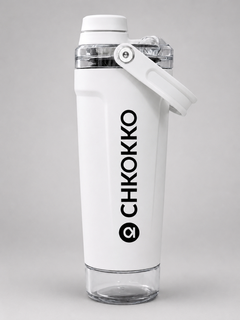 Chkokko Activate Protein Shaker Bottle 600ml with Carry Handle & Leakproof Lid White