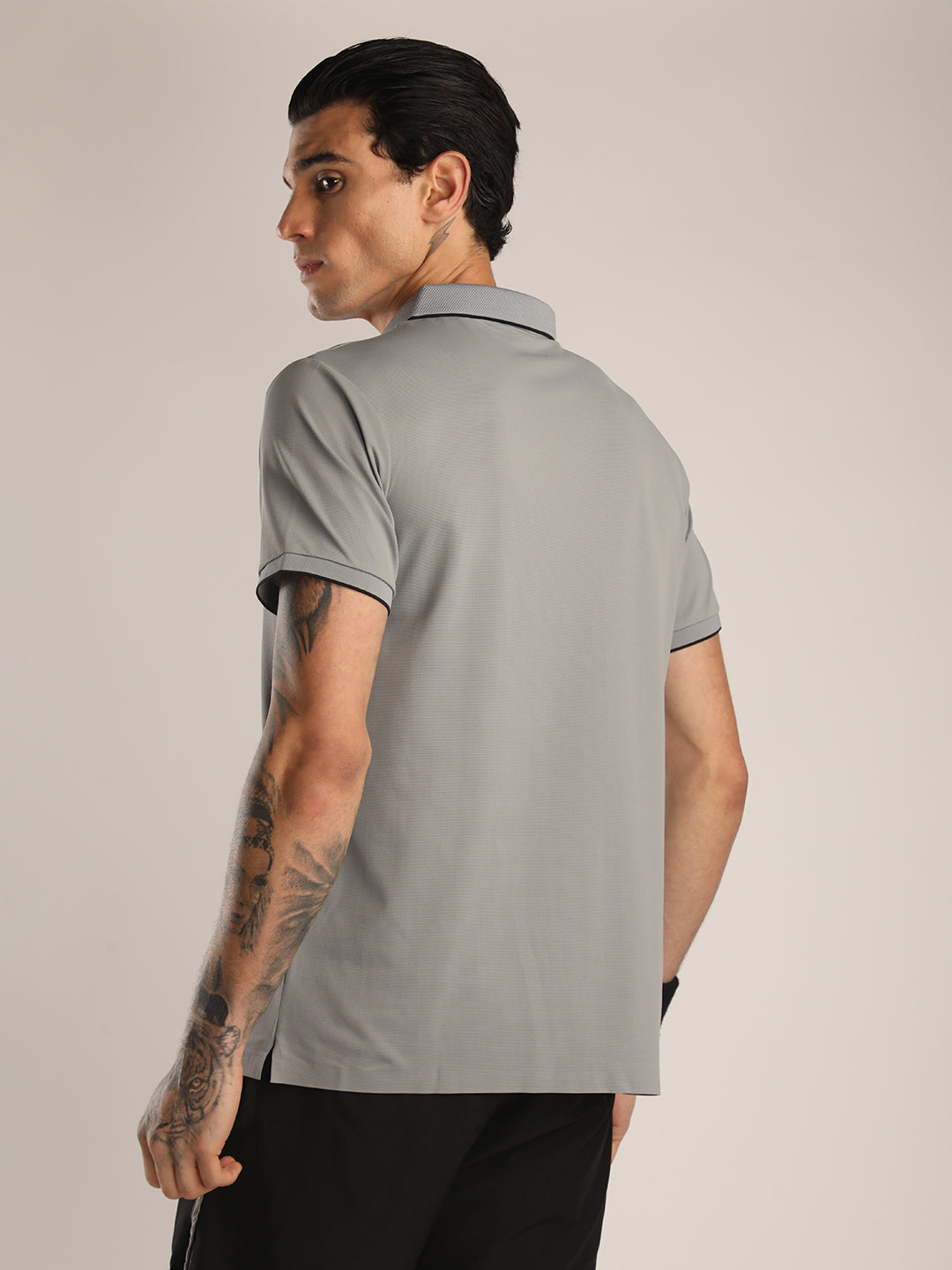 Men's Grey Sports Polo T-shirt
