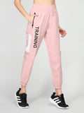 Women's Pink White Trackpant LOwer With Pocket | CHKOKKO