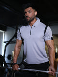 Men's Polo Neck Regular Fit Gym Sports Zipper T-Shirt