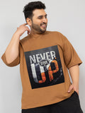 Men Plus Size Printed Oversized Half Sleeves T-Shirt