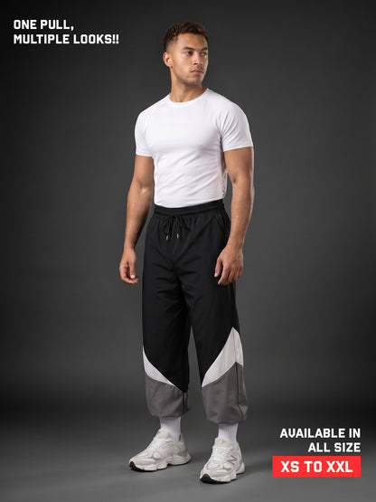 Arc Pant - Men's  Colorblock Wide-Leg Track Pants Black Grey