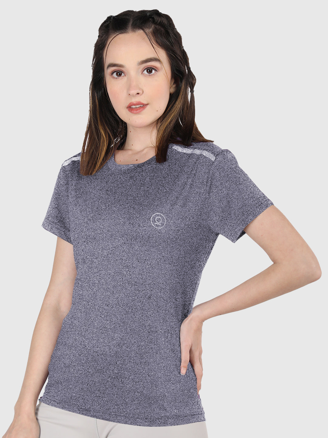 Women's Half Sleeve Dry Fit Gym T-Shirt Light Purple