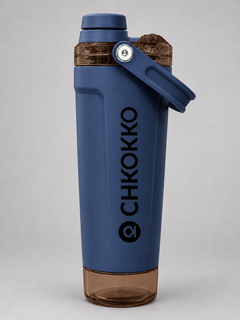 Chkokko Activate Protein Shaker Bottle 600ml with Carry Handle & Leakproof Lid Slate Blue