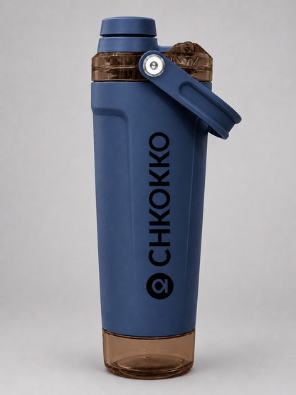 Chkokko Activate Protein Shaker Bottle 600ml with Carry Handle & Leakproof Lid Slate Blue