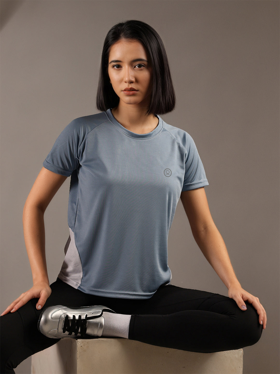 Women's Half Sleeves Dry Fit Gym T-shirt Blue White