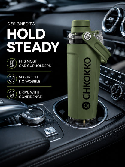 Chkokko Activate Protein Shaker Bottle 600ml with Carry Handle & Leakproof Lid Olive