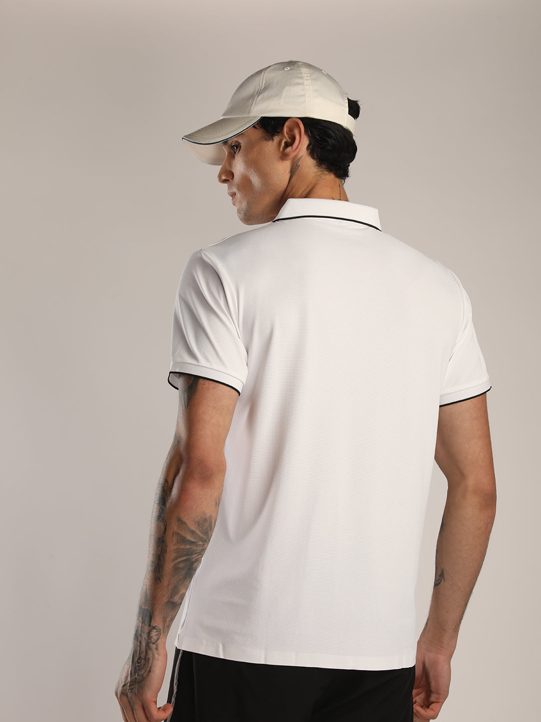 Men's White Sports Polo T-shirt