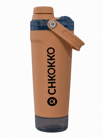 Chkokko Activate Protein Shaker Bottle 600ml with Carry Handle & Leakproof Lid Dusty Peach