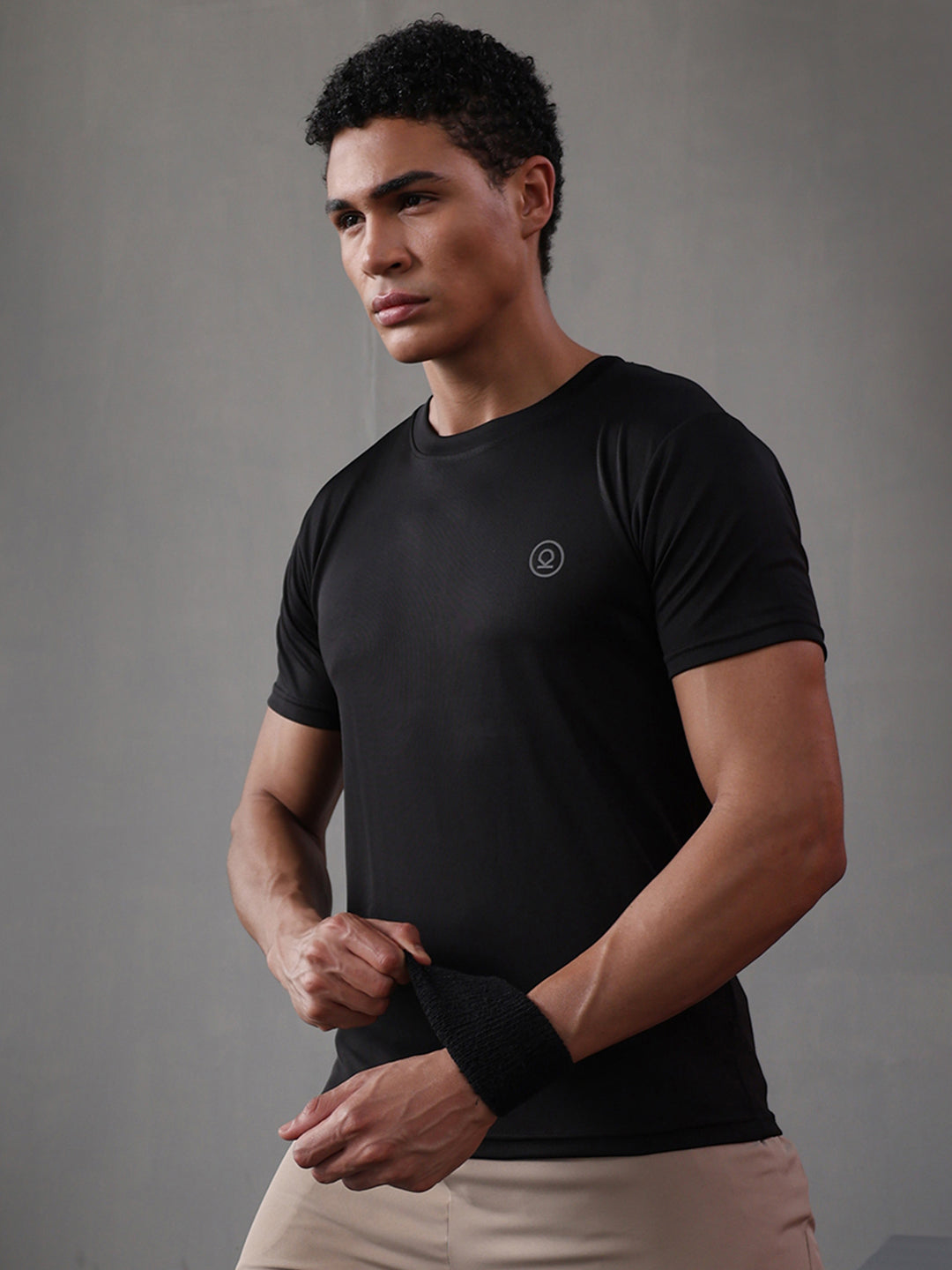Men's Half Sleeves Dry Fit Gym Tshirt Black