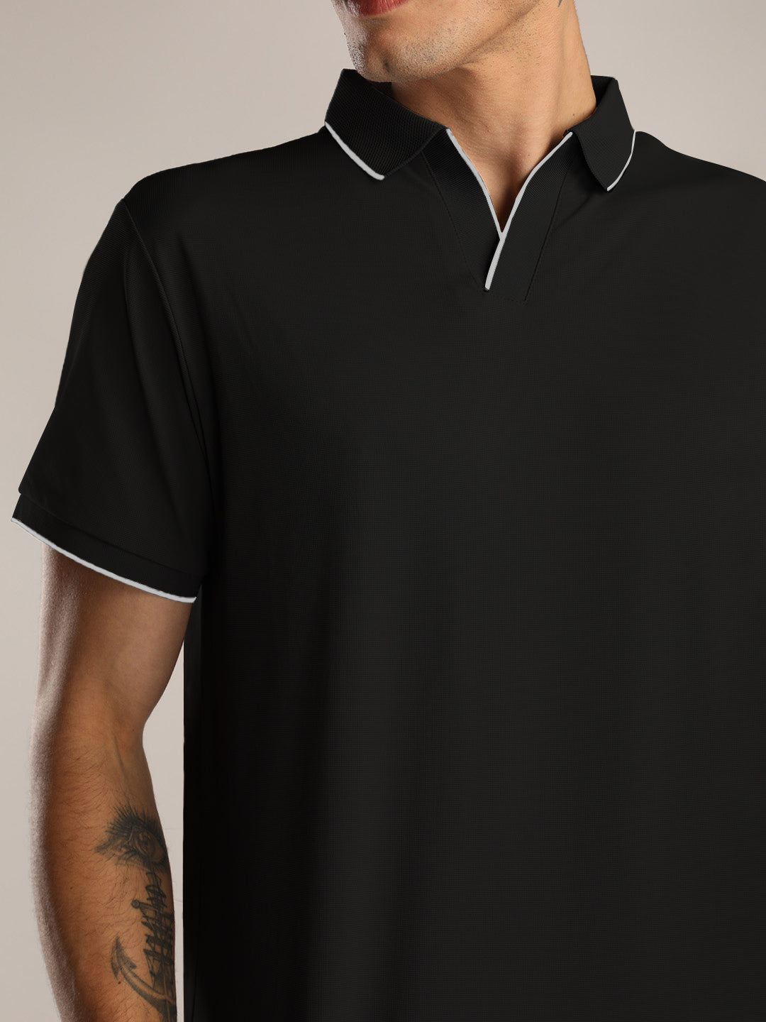 Men's Black Sports Polo T-shirt