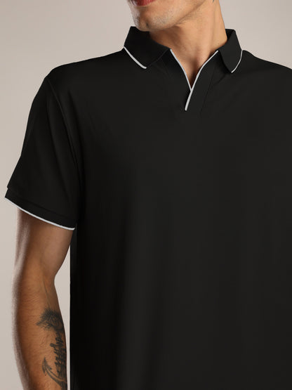 Men's Black Sports Polo T-shirt