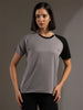 Women's Half Sleeves Sports Gym T-shirt Grey Black