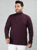 Men Violet Winter Wear Cotton High Neck Regular Fit T Shirt
