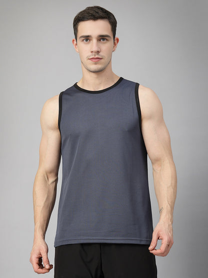 Men Grey Black Gym Sleeveless Sports Tanktop