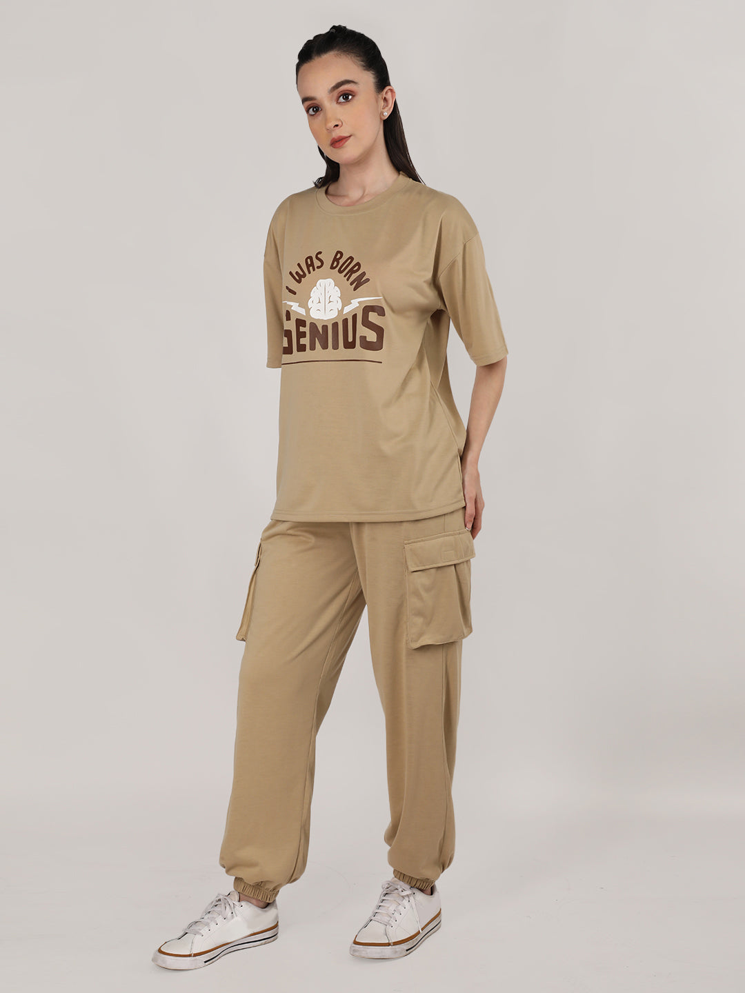 Women Khaki Printed Co-ord Sets