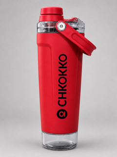 Chkokko Activate Protein Shaker Bottle 600ml with Carry Handle & Leakproof Lid Red