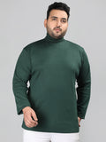 Men Bottle Green Winter Wear Cotton Turtle Neck Regular Fit T Shirt