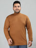Men Golden Brown Winter Wear Cotton High Neck Regular Fit T Shirt
