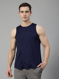 Men Navy Blue Gym Sleeveless Sports Tanktop