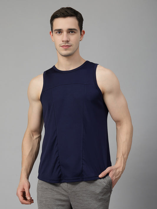 Men Navy Blue Gym Sleeveless Sports Tanktop