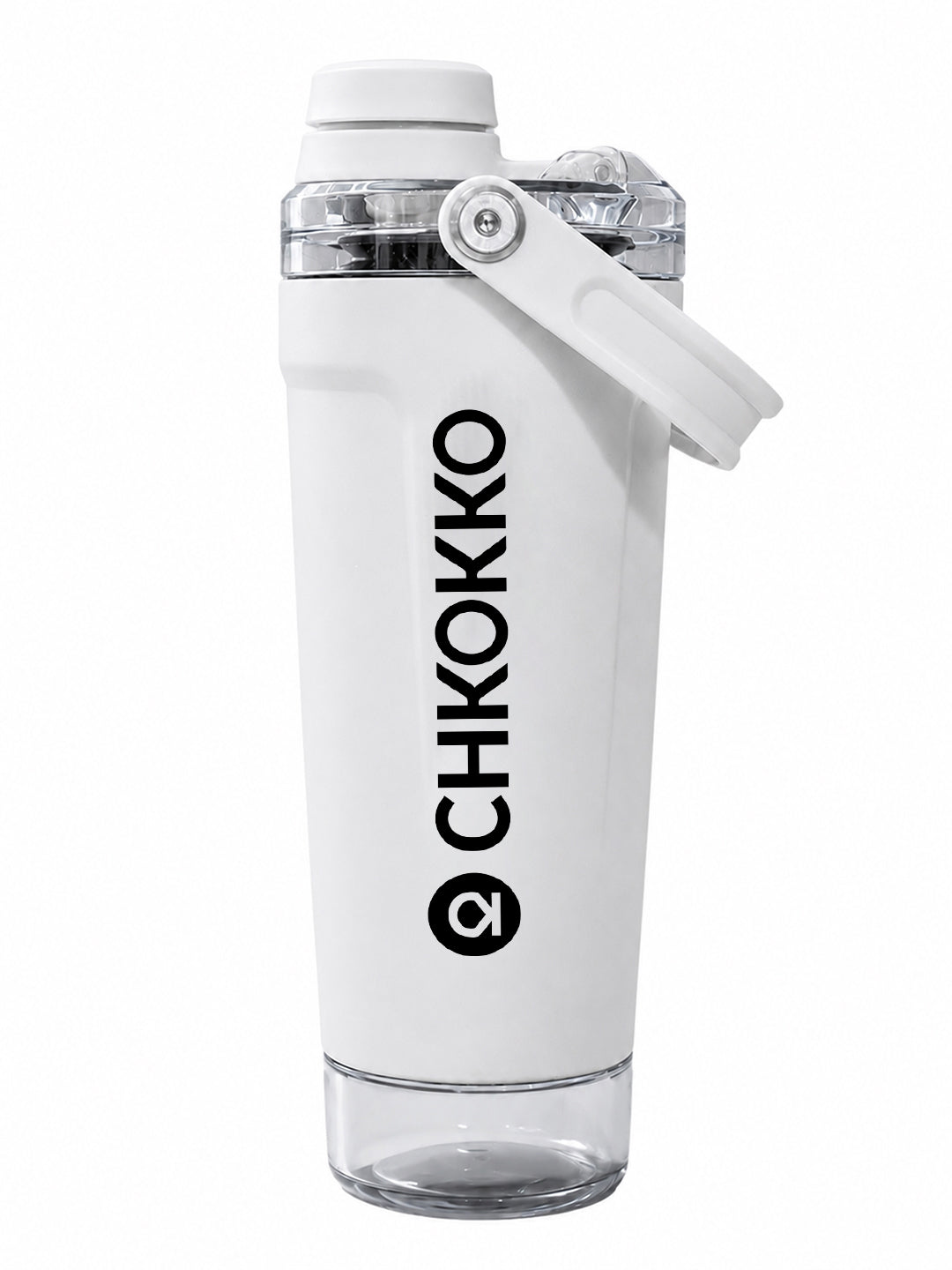 Chkokko Activate Protein Shaker Bottle 600ml with Carry Handle & Leakproof Lid White