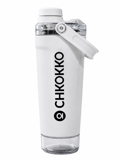 Chkokko Activate Protein Shaker Bottle 600ml with Carry Handle & Leakproof Lid White