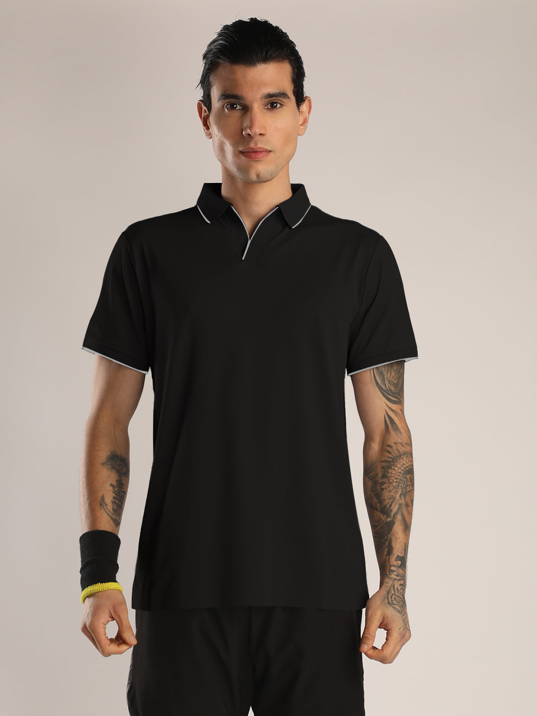 Men's Black Sports Polo T-shirt