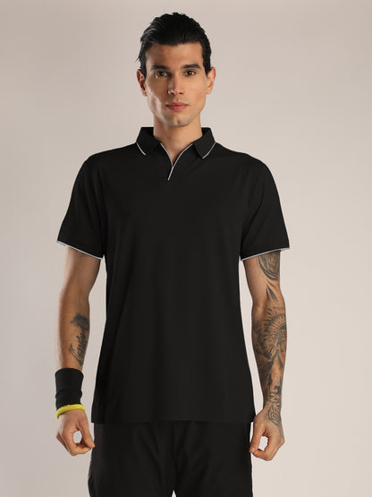 Men's Black Sports Polo T-shirt