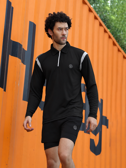 Men's Full Sleeves Dry Fit Gym T-Shirt Black