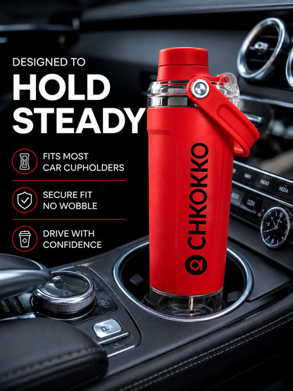 Chkokko Activate Protein Shaker Bottle 600ml with Carry Handle & Leakproof Lid Red