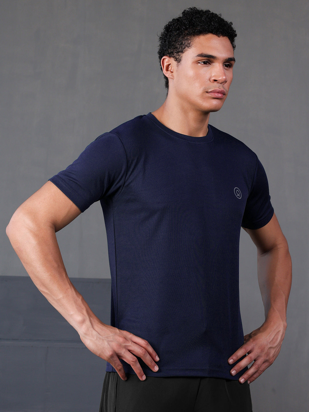 Men's Half Sleeves Dry Fit Gym Tshirt Navy Blue