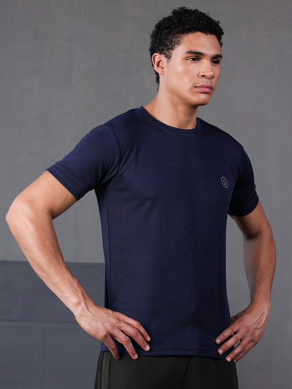 Men's Half Sleeves Dry Fit Gym Tshirt Navy Blue