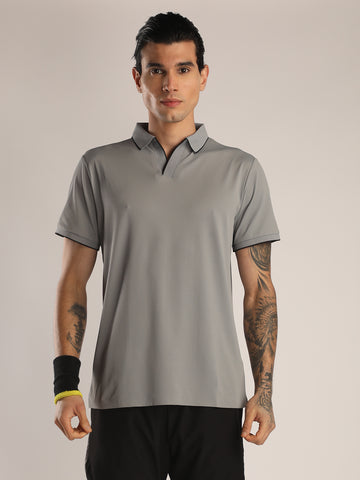 Men's Grey Sports Polo T-shirt
