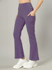 Women's High Waist Solid Flared Pants Purple