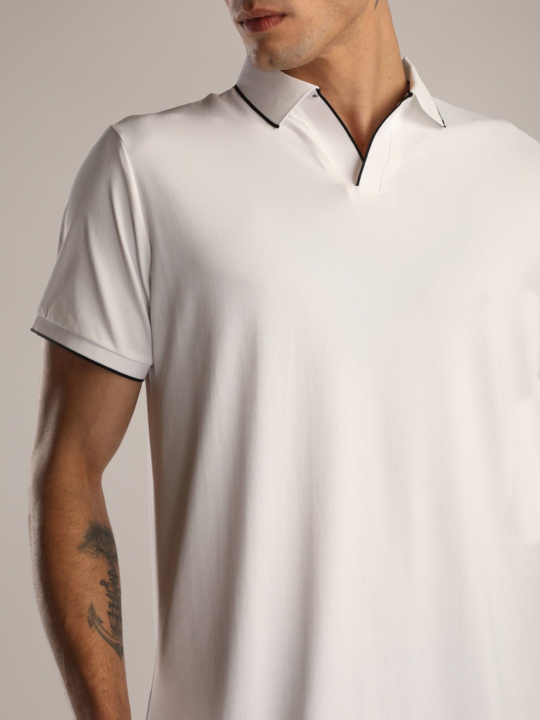 Men's White Sports Polo T-shirt