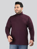 Men Violet Winter Wear Cotton Turtle Neck Regular Fit T Shirt
